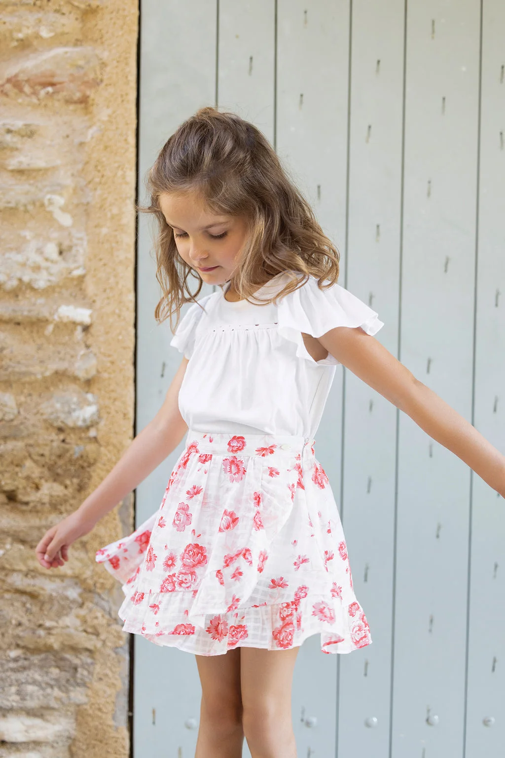 Jupe rose et blanche
