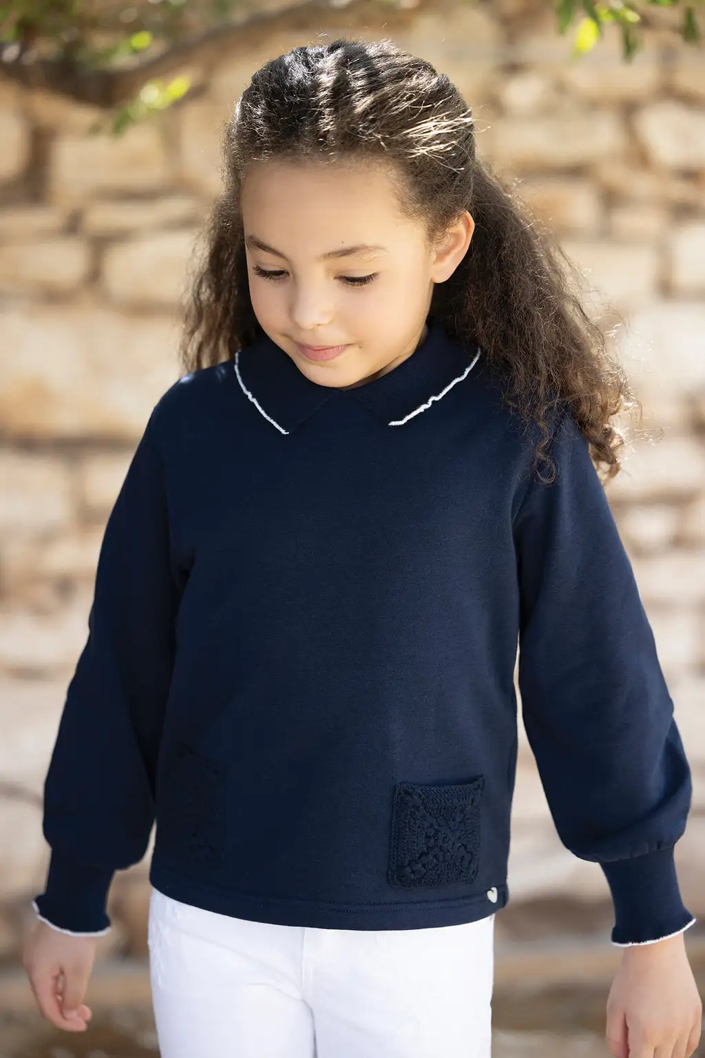 Pull Bleu foncé avec col